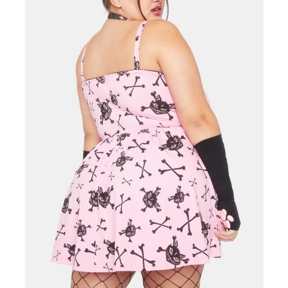 The Grave G1rls Kitty Skull & Bones Mini Dress - Picture 4 of 5